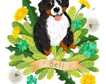 Pet lover gift, Custom family portrait with pet, Personalized family drawing, Pet portrait, Christmas present