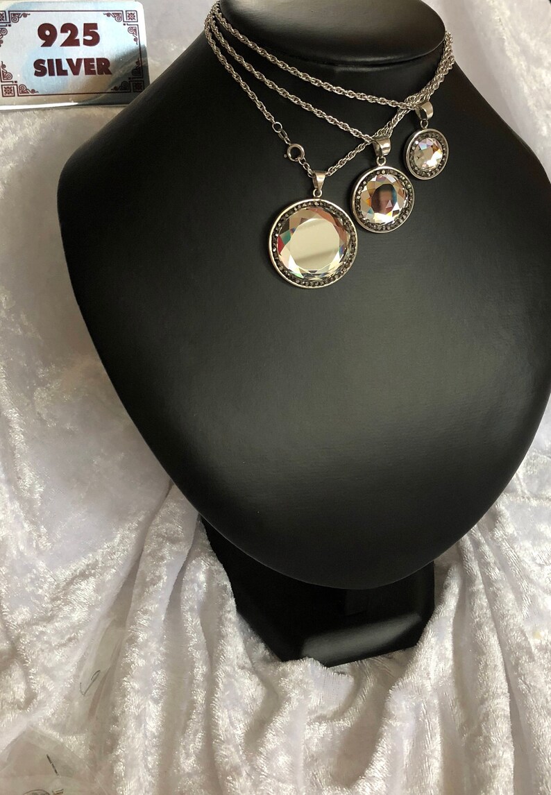 Magic Mirror Jewelry Silver Mirror Pendant to Protect Against Negative