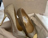 Classic Elegant Jimmy Choo sparkle champagne heels 38