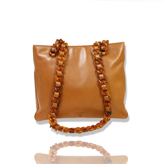 Vintage Prada Milano Resin Chain Leather Shoulder Tote Bag in - Etsy
