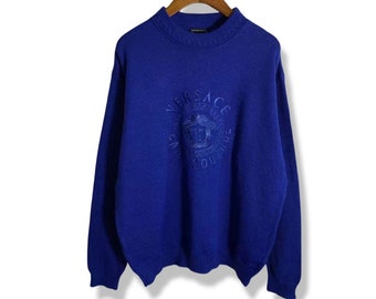 Vintage versace medusa blue sweater 1994