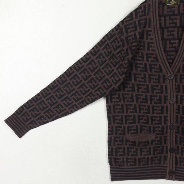 Vintage Fendi Monogram buttom up V neck sweater cardigan 1999