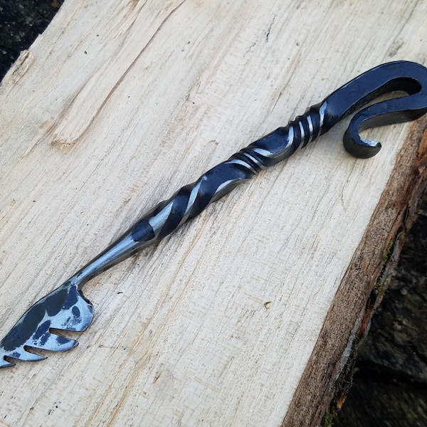 A Must Have Wax Cutter and Bottle Opener - Rugged Harpoon Bottle Opener - Hand Forged By Blacksmith With Fire and Steel