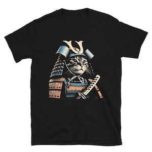 Samurai Cat T-Shirt - Epic Warrior Cat Graphic Tee - Unique Feline Samurai  Short-Sleeve Unisex T-Shirt