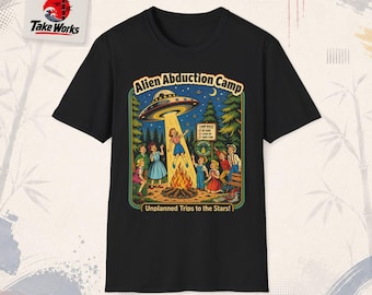 Camiseta Acampamento de Abdução Alienígena | Estampa Retrô de Acampamento de Sequestro de OVNIs