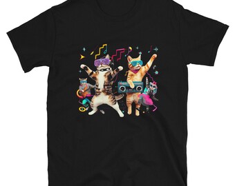 Funny disco cats retro Short-Sleeve Unisex T-Shirt
