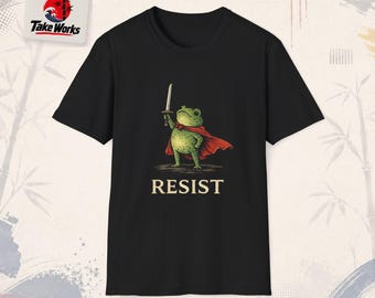 Resist Frog Knight T-Shirt | Frog with Sword and Red Cape
