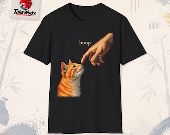 Boop, o nariz do gato laranja malhado, para amantes de animais de estimação, humor, camiseta "Boop, meu gatinho"