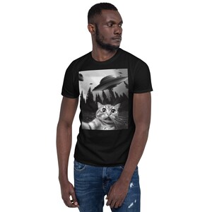 Funny Cat Selfie with UFOs T-shirt