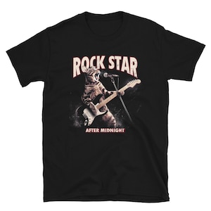 Funny Guitar Cat Playing on electric guitar Rock Star Cat Short-Sleeve Unisex T-Shirt