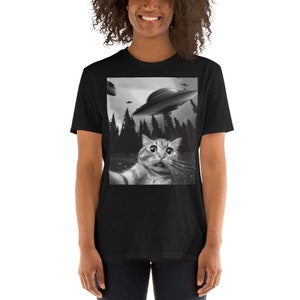 Funny Cat Selfie with UFOs T-shirt