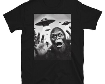Bigfoot UFO Graphic T-Shirt - Funny Cryptid Tee