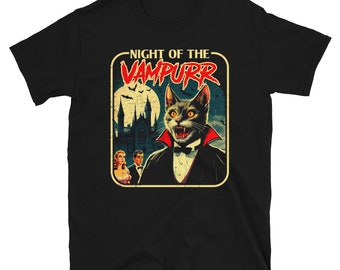 Night of the Vampurr Funny Cat Halloween T-Shirt