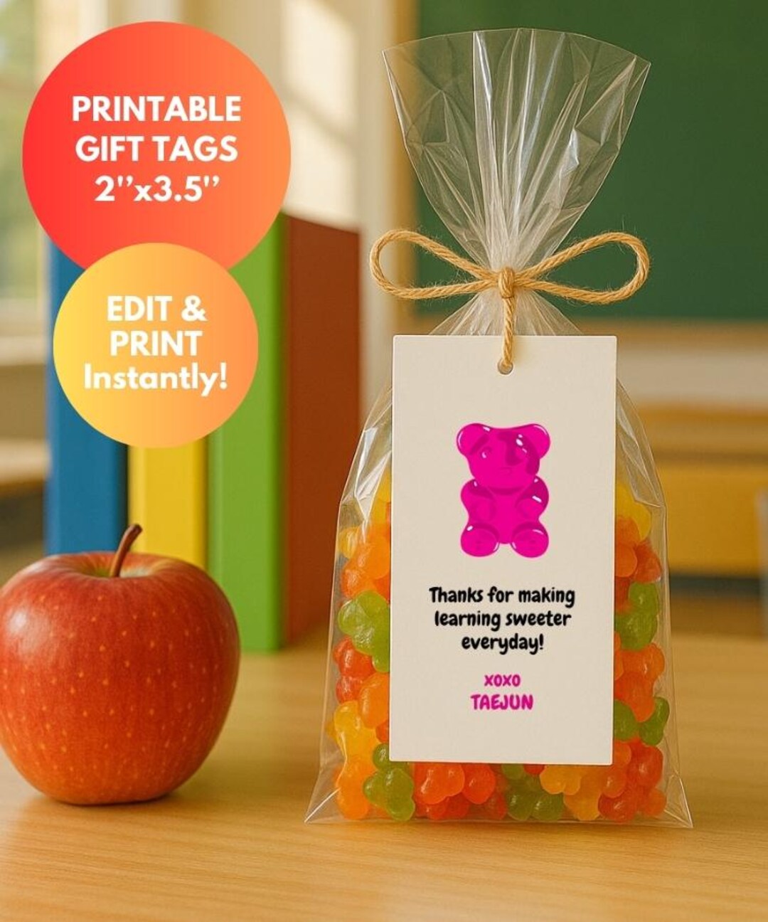 Teacher Appreciation Tags Gift Tag Printable Editable End of School ...