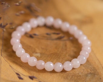 Pearl bracelet rose quartz bracelet natural stone 6 mm pearl gemstone bracelet energy bracelet gift love self-confidence strength