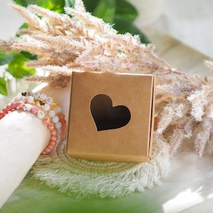 Schmuckpraline Geschenkverpackung Schmuckschachtel Schmuckverpackung mit Herz, naturbrauner Karton, Geschenk