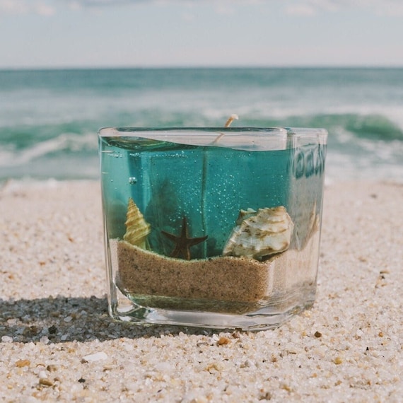 Romantic Ocean Jelly Wax Candle In Transparent Crystal Glass