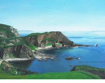10 x 8 inch print of &quot;Islay Coast Scotland UK&quot; oil on canvas painting wall art