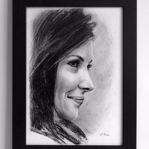 A4 framed print of &quot;Evangeline Lilly&quot; pencil drawing portrait