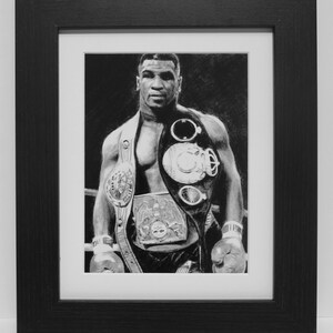10x8 inch framed print of &quot;Mike Tyson&quot; pencil drawing