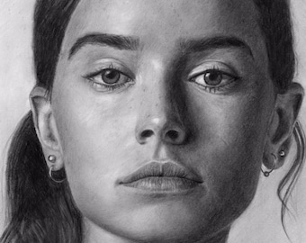 10 x 8 inch print of &quot;Daisy Ridley&quot; pencil drawing