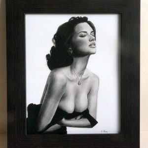 10x20 cm gerahmt druck von "Adriana Lima" Bleistiftzeichnung
