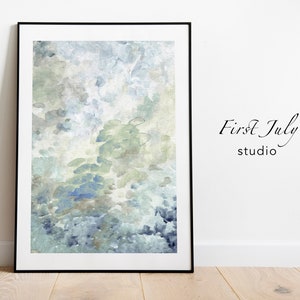 Abstract Brush Strokes Green Gray Blue Printable Art, Modern print, Watercolor Printable Art, Bedroom Wall Art, Living Room Abstract Print