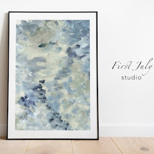 Abstract Neutral Green Gray Blue Printable Art, Modern print, Watercolor Printable Art, Bedroom Wall Art, Living Room Abstract Print