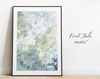 Abstract Brush Strokes Green Gray Blue Printable Art, Modern print, Watercolor Printable Art, Bedroom Wall Art, Living Room Abstract Print