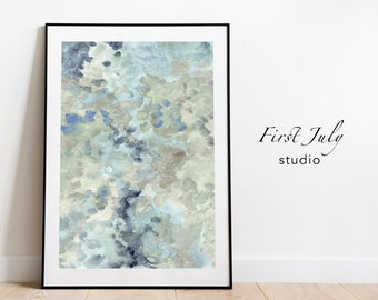 Abstract Brush Strokes Green Gray Blue Printable Art, Modern print, Watercolor Printable Art, Bedroom Wall Art, Living Room Abstract Print