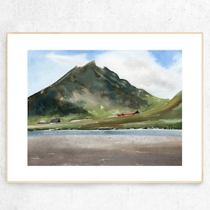 Modern Watercolor Mountains landscape printable art, Scandinavian Watercolor print, Living room Bedroom wall art, Downloadable landscape art