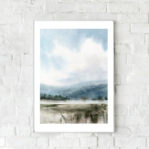 Large 24x36 Modern Watercolor Landscape Printable Art, Watercolor Mountains print, Modern Farmhouse Decor, Modern art printable