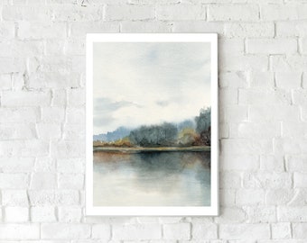 Impresión de paisaje abstracto en acuarela: Arte de granja moderno (Descarga digital)