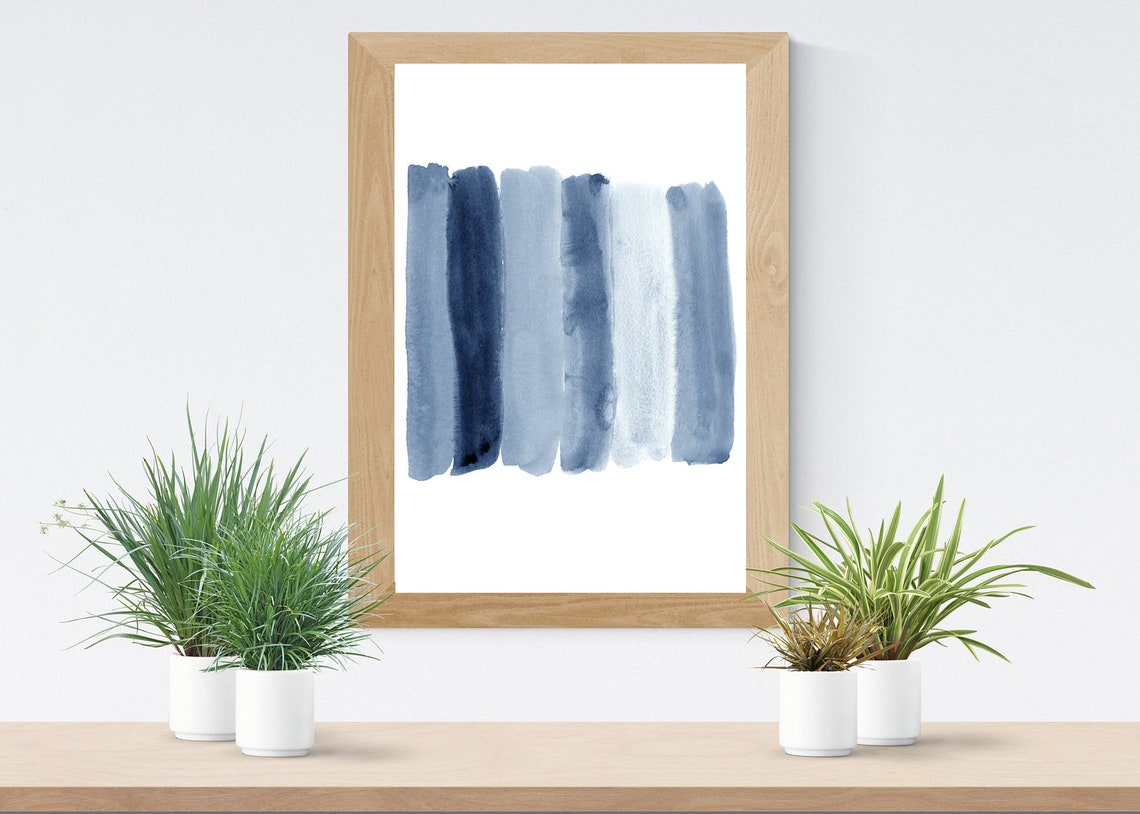 Printable Set of 2 Navy Blue Wall Art Minimalist Navy Blue - Etsy