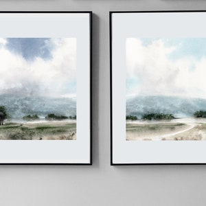 Large 24x36 Printable set of 2 watercolor landscapes, Modern Farmhouse decor, Set of 2 watercolor prints, Minimalist landscape print set
