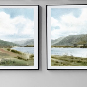 Large 24x36 Printable set of 2 watercolor mountains landscape prints, Watercolor 16x20 print, Modern Farmhouse decor, Watercolor mountains
