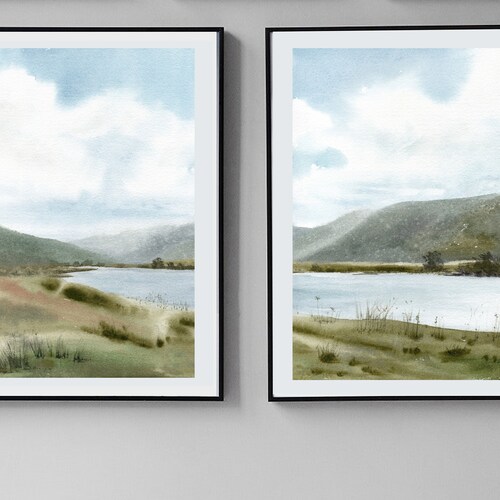 Watercolor Landscape Printable Wall Art Set of 2 Abstract - Etsy