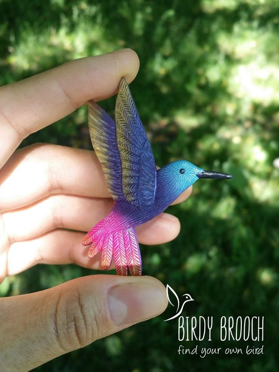 Susse Kolibri Pin Vogel Brosche Polymer Ton Schmuck Etsy