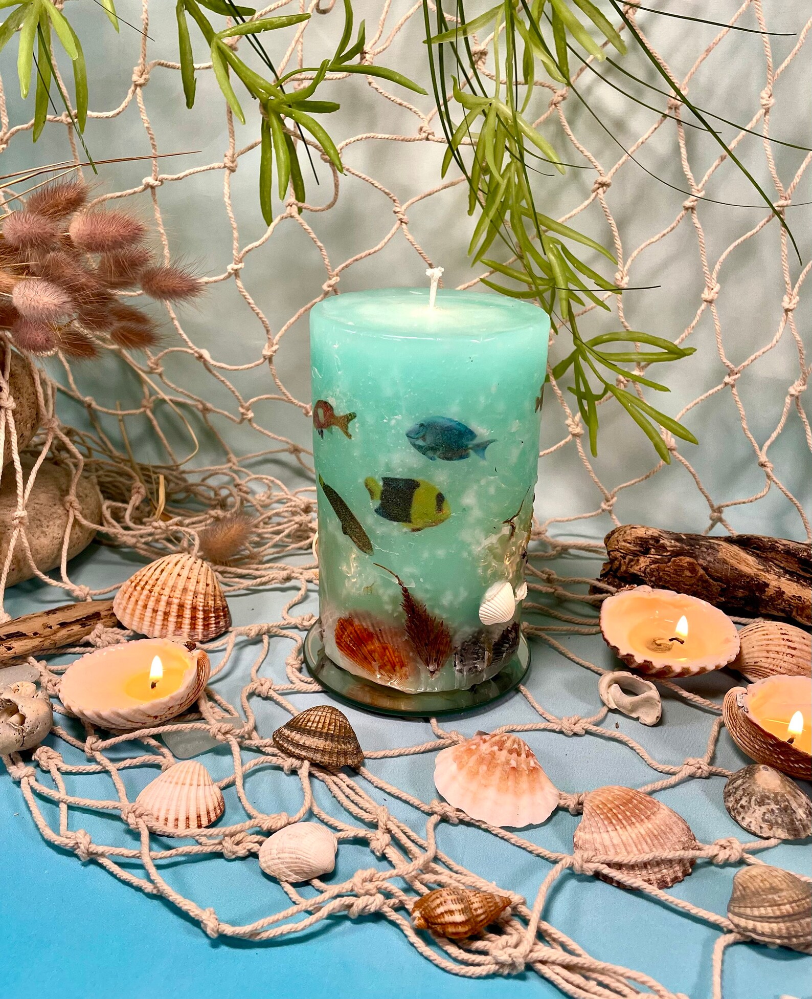 Marine Style Candle . Sea themed wedding decor. Candle with Etsy