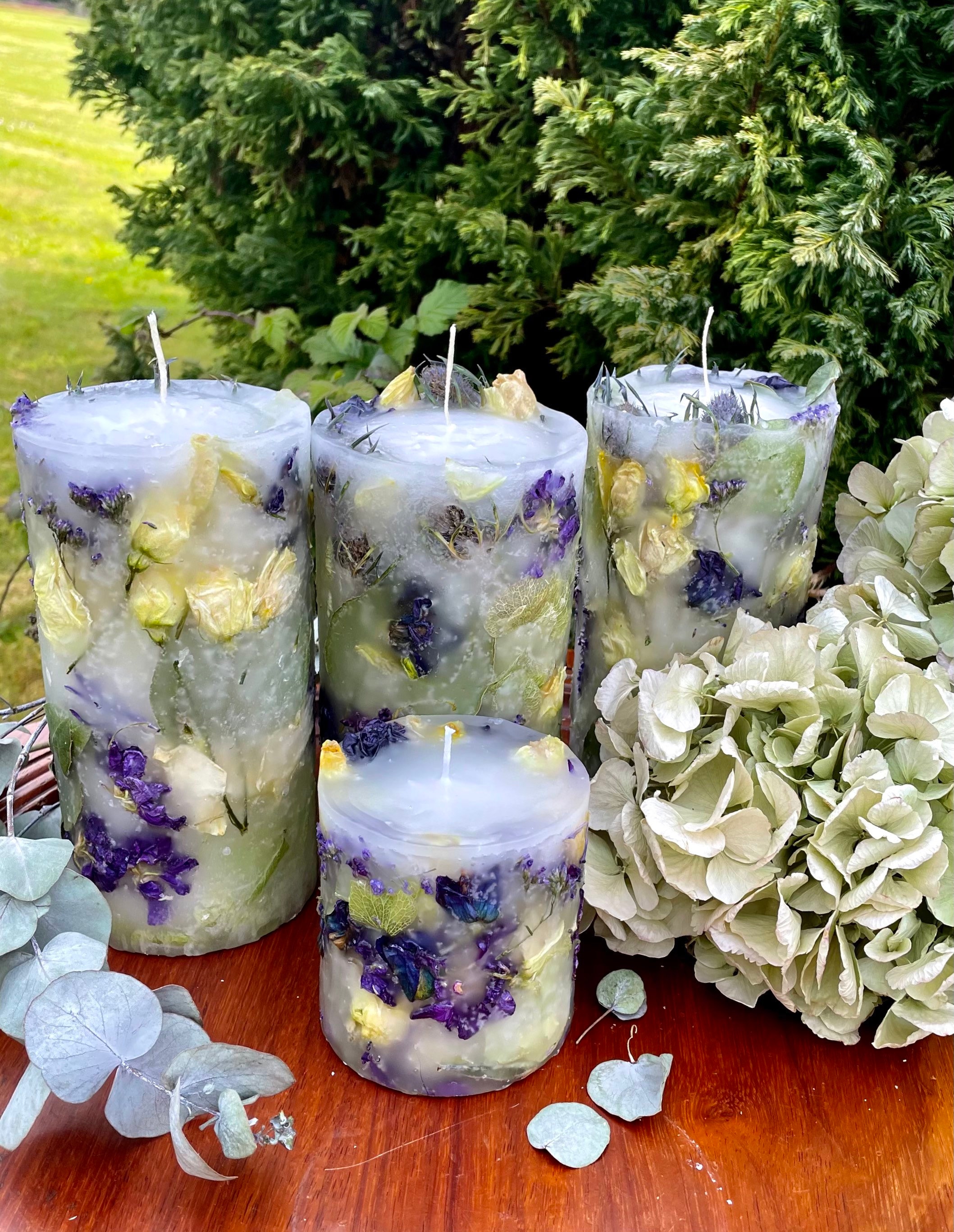 Large Botanical Candle With Colorful Flower Blossoms. Real Etsy