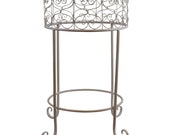 Cream Scroll Metal Plant Stand Garden Pot Table French Style Indoor Outdoor