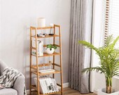 Bamboo Ladder Bookshelf Multifunctional Flower Rack Stand Plant Storage Bookcase Organiser Rack Wood Patio Display Wood Decoration Display