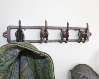 Wall Hooks Dog Tails Rustic Cast Iron Coat Jacket Storage Dog Lead Key Hooks Decor Super Cute