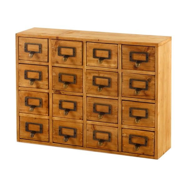 Storage Drawers (16 Drawers) 35 X 15 46.5cm Trinket Craft Desk Organiser Home Office Vintage Medicine Cabinet