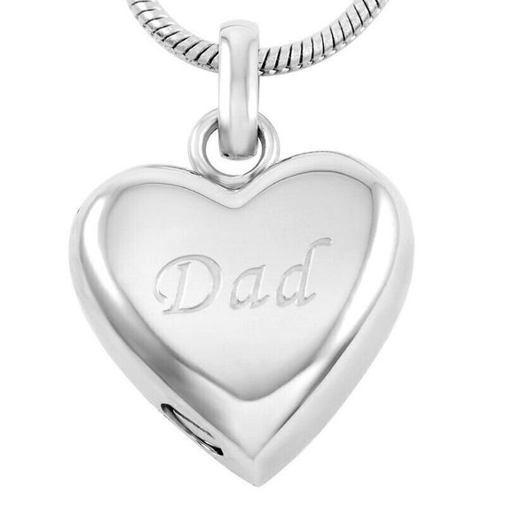 Dad Engraved Heart Ashes Necklace (colour options available) | Angel Dust  Memorials