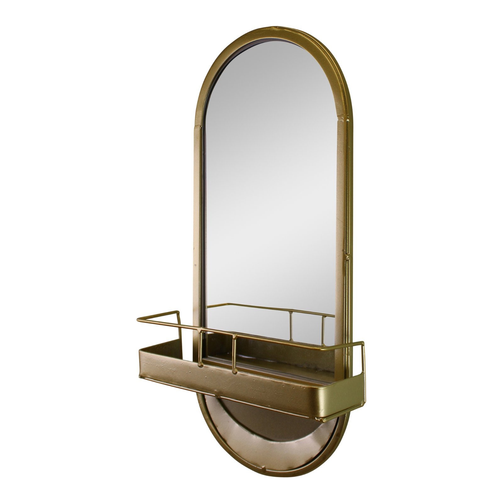 Arched Gold Metal Mirror With Storage Basket Shelf 50cm Etsy
