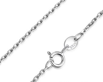 Sterling Silver 925 1.3mm Trace Chain Necklace 45cm / 18 inches