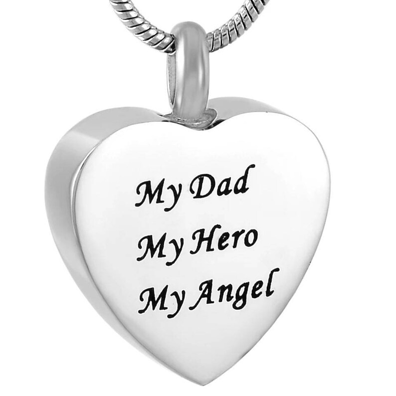 Dad Father Keepsake Heart Cremation Urn Pendant Ashes Necklace Funeral Memorial.