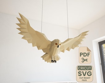Paper Owl Template 3D Low Poly Papercraft Owl, DIY Paper Sculpture, Printable PDF Pattern