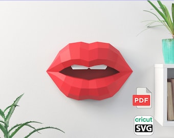 Lips Wall decor papercraft DIY PDF template